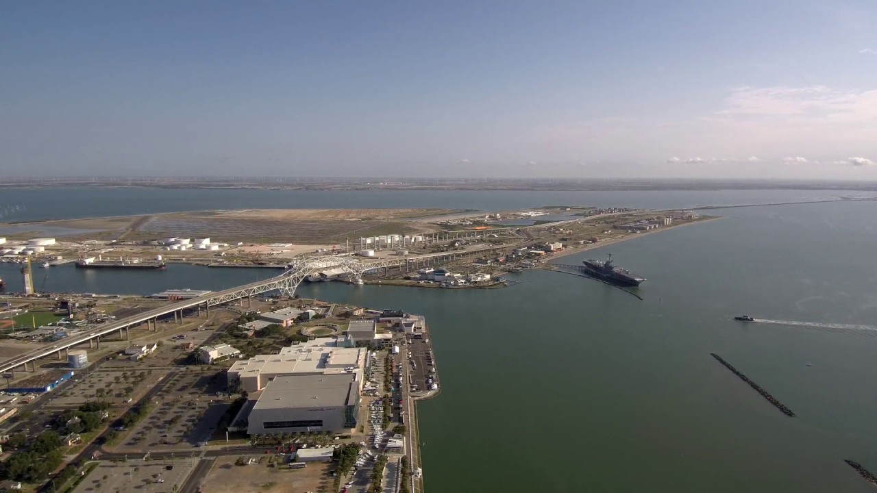 Downtown Corpus Christi L Head Skyline 4K Drone 2019