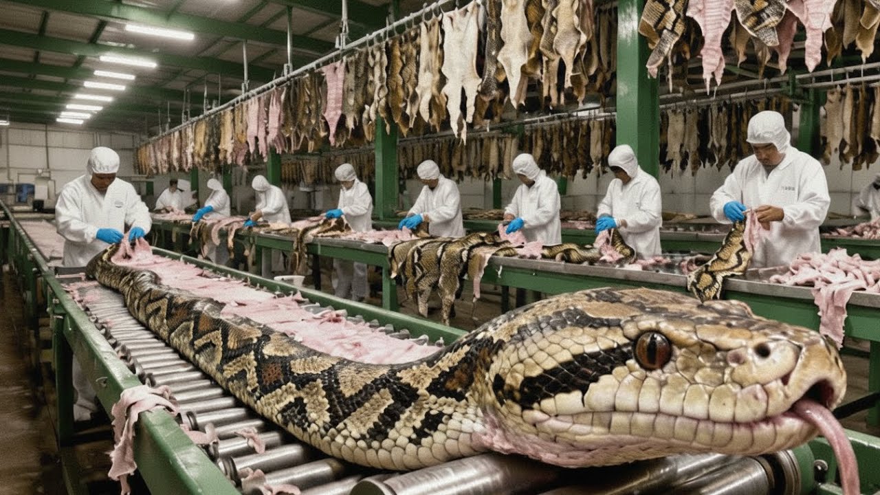 Inside the Snake Leather Factory 🐍 — 33 Foot Anacondas Turned Into $40,000 Bags  Shocking Truth