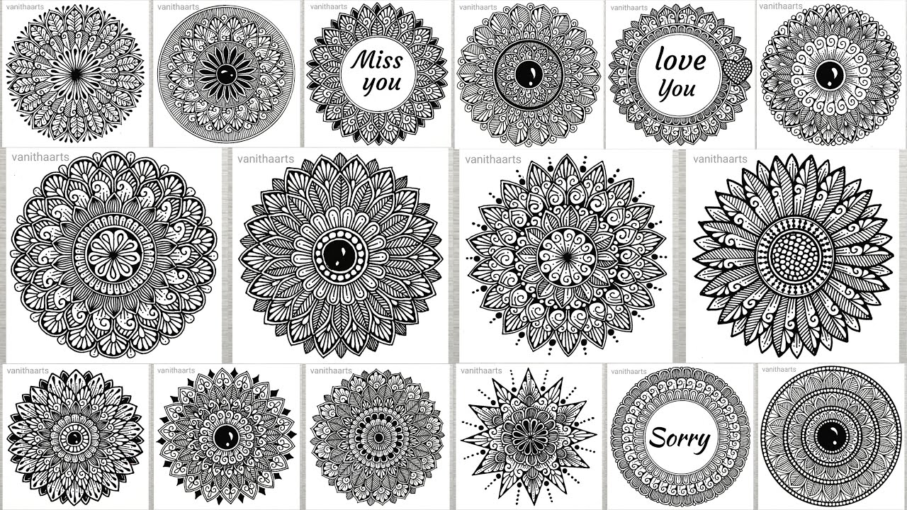 16 Different Small Mandala Art | How to draw Mandala for Beginners StepbyStep Tutorial #vanithaarts