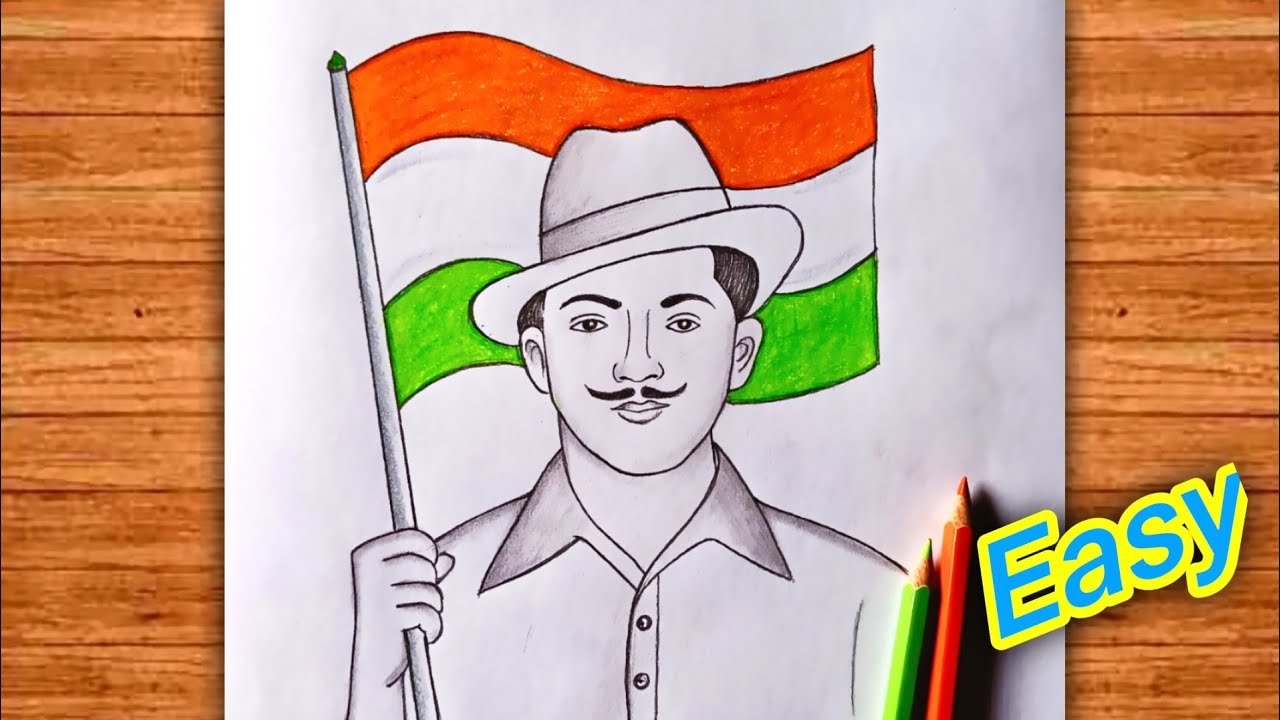 Independence Day Drawing / Bhagat Singh Drawing / 15 August Drawing 