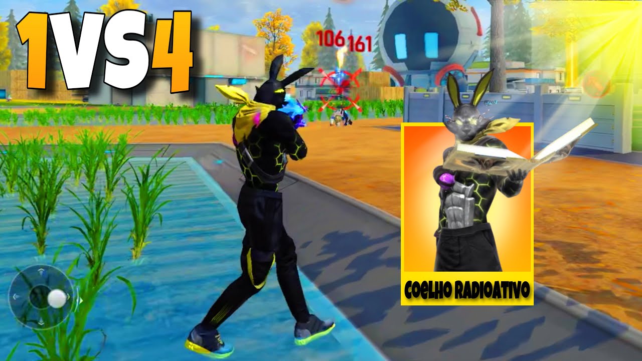 TESTEI A NOVA SKIN DO COELHO RADIOATIVO NO SOLO VS SQUAD!! FREE FIRE MOBILE