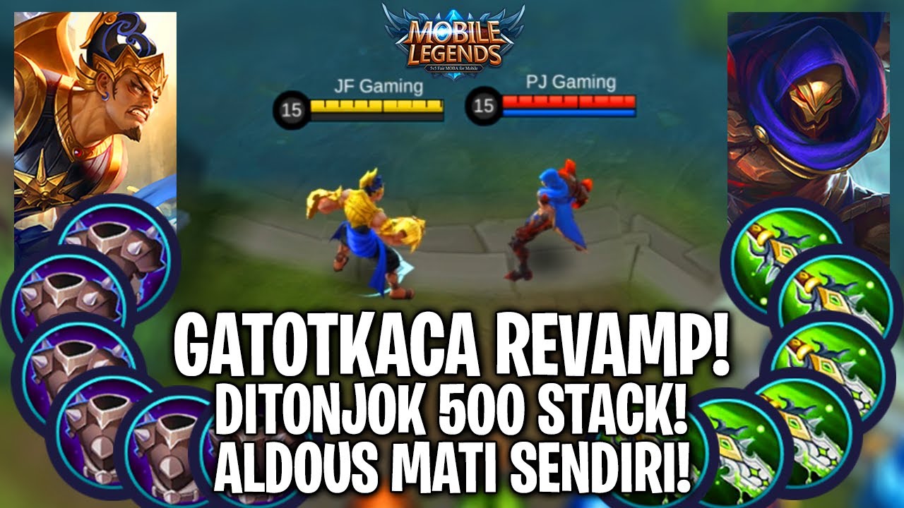 GATOTKACA VS ALDOUS | SUPER TANK VS 500 STACK | MOBILE LEGENDS