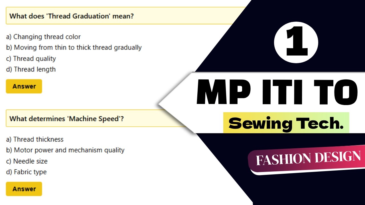 Sewing Technology - MP ITI Training Officer (TO) | Most Important Questions and answers