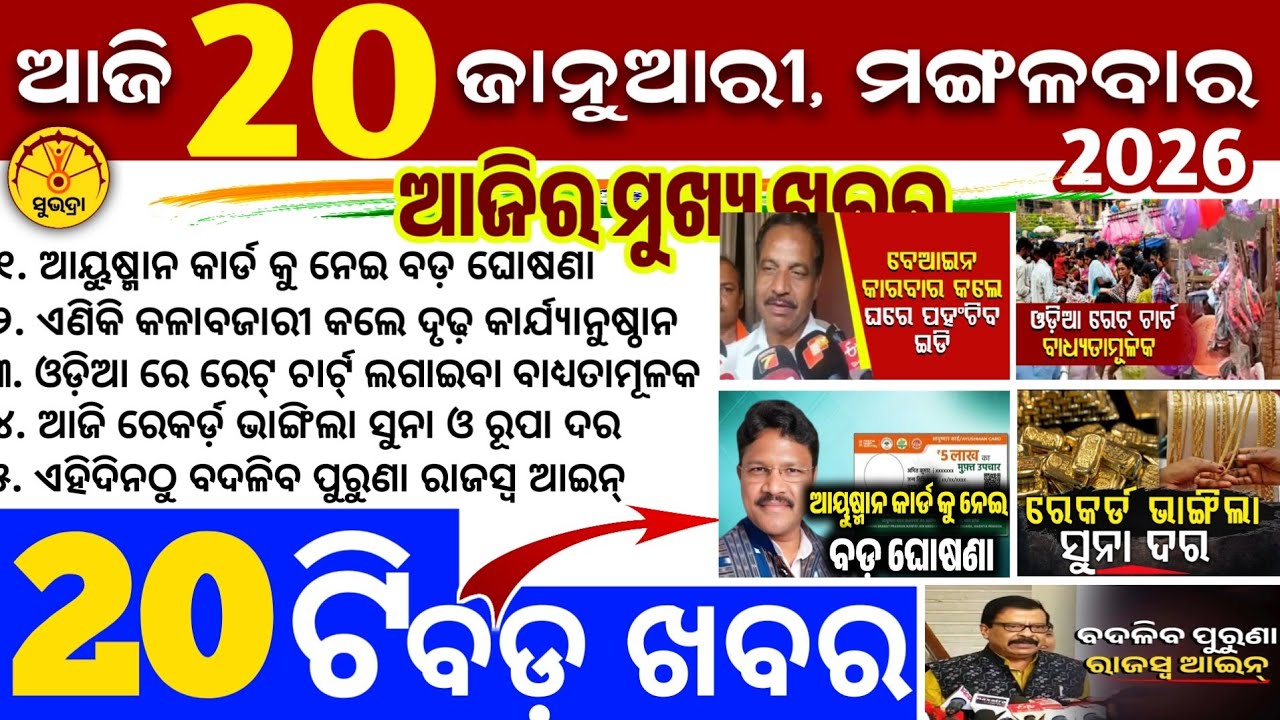 Today's Odia News/20 January 2026/Odisha news/subhadra yojana/PM kisan yojana/odisha news today