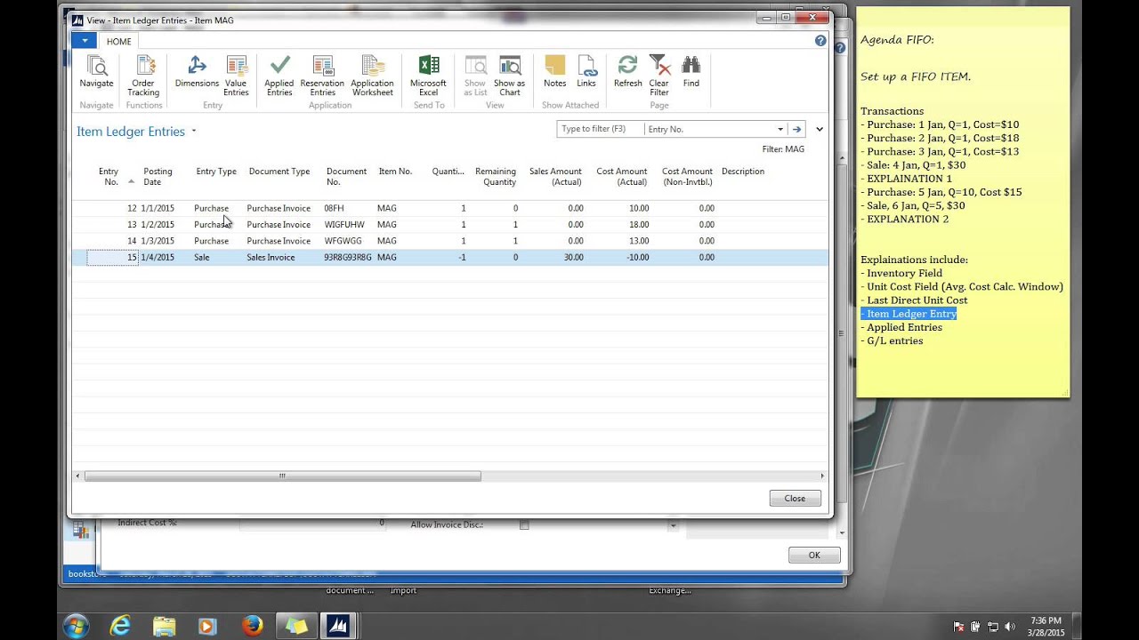Dynamics NAV: Costing method FIFO