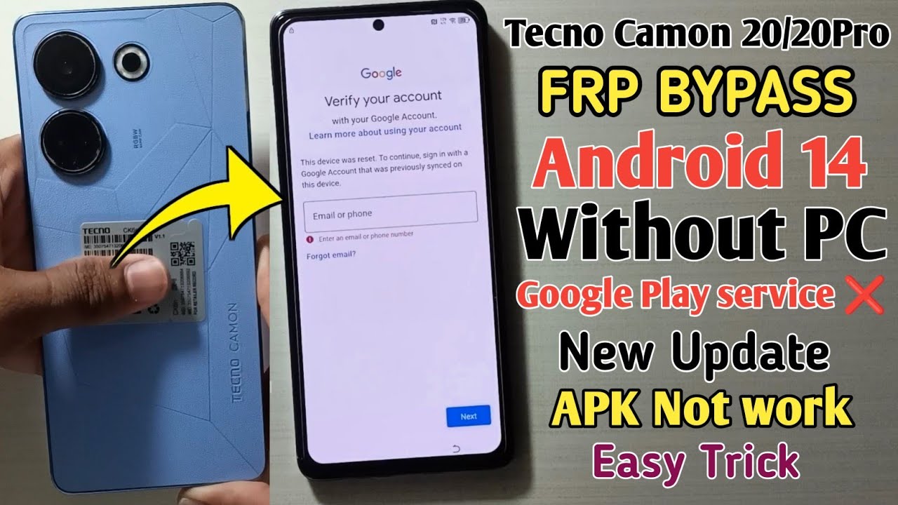 Tecno Camon 20 FRP Bypass  Android 14 |Camon 20 Pro Frp Bypass | Without PC GOOGLE PLAY SERVICES