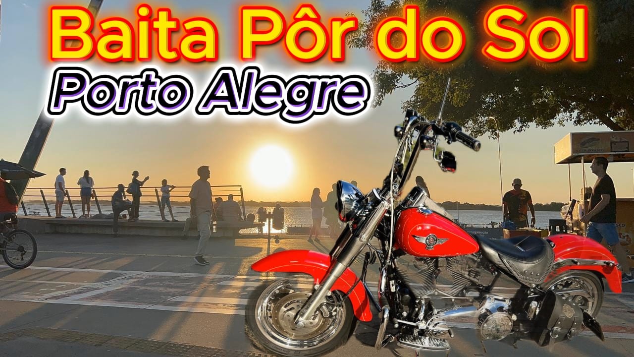 Rolê Aletorio de Fat Boy - Pôr do Sol do Guaiba - Harley Fat Boy - Preso Pelo Pôr do Sol