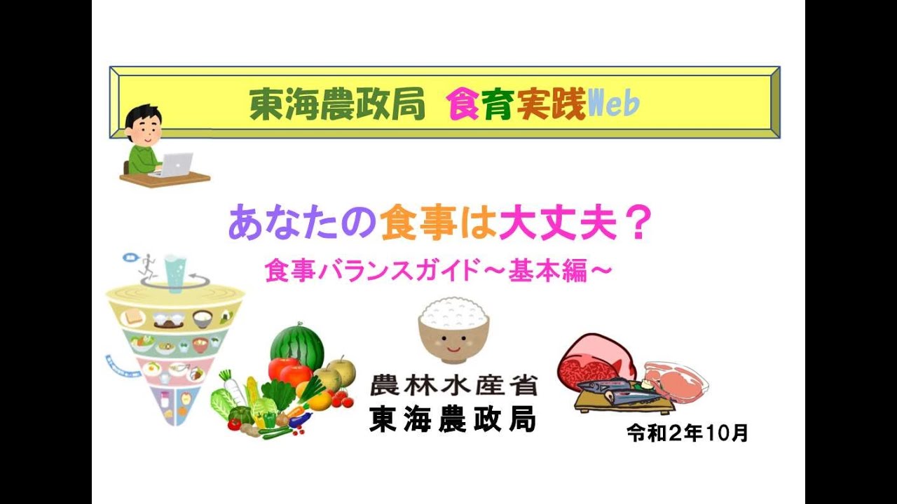 【東海農政局食育実践Web】あなたの食事は大丈夫？食事バランスガイド～基本編～