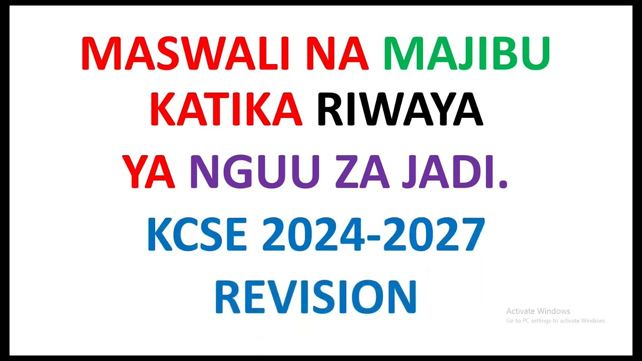 KCSE 2025 MASWALI NA MAJIBU YA NGUU ZA JADI.Predictions|Kiswahili paper 3 Predictions|