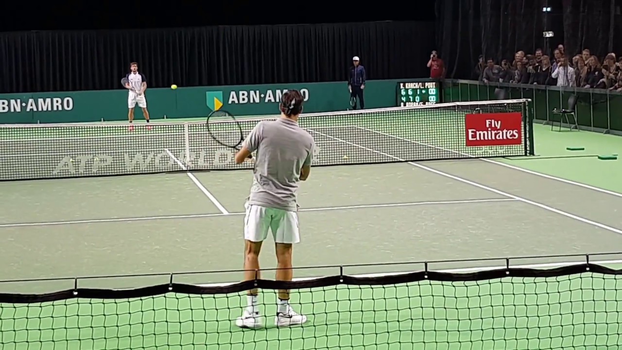 Training Roger Federer with F. Lopez in Rotterdam ABN-AMRO ATP 500