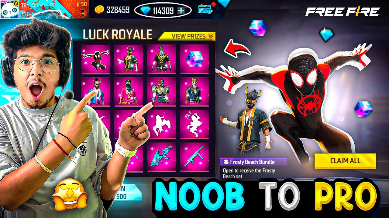 Free Fire Noob POOR Id To Rich PRO Id😍 In 10 Mins I Bought Everything❤️💎 -Garena Free Fire