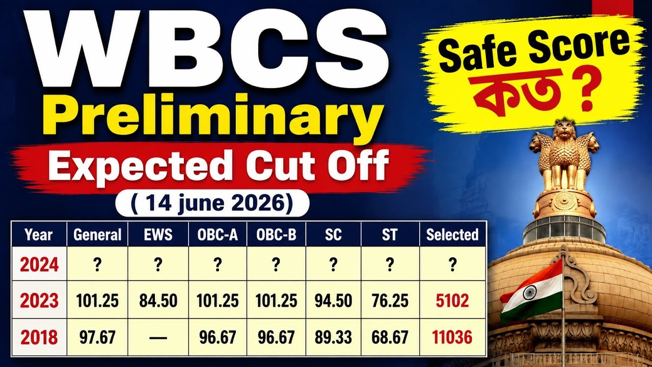 WBCS Preliminary 2026 Expected Cut Off | Safe Score কত? | 14 June | WBCS Prelims Cut Off Prediction