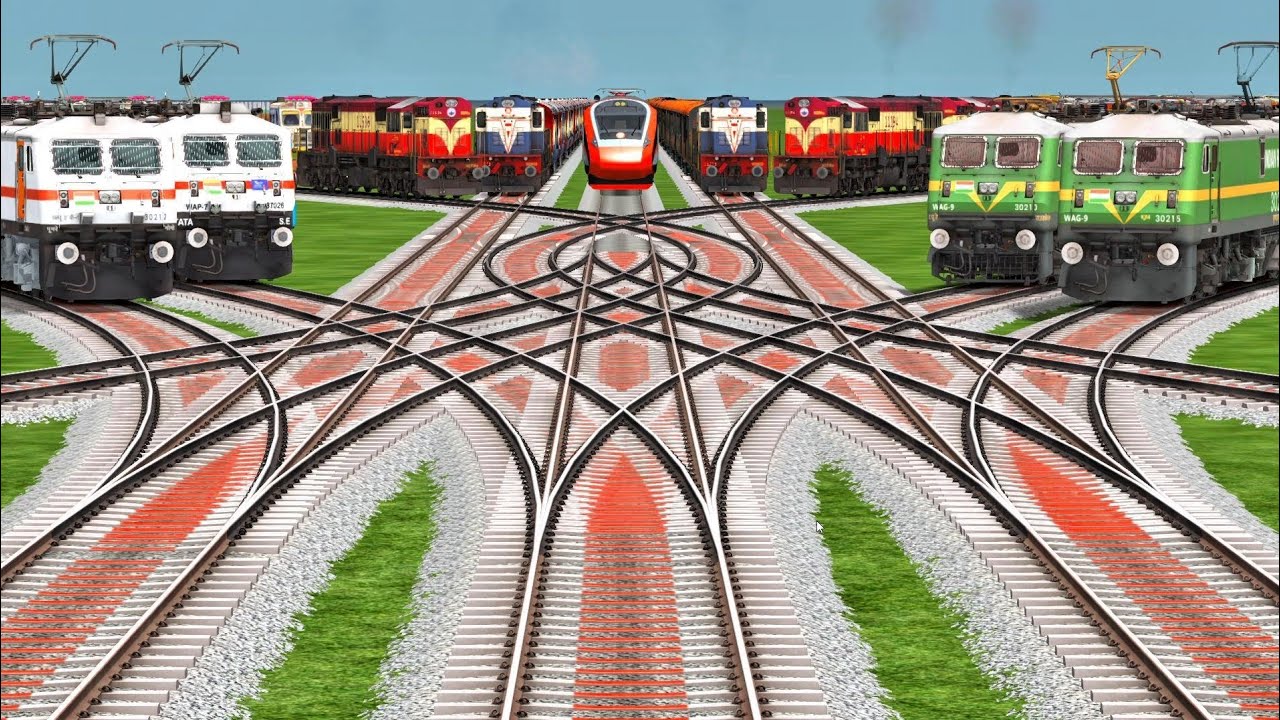 ⚡ Ten Superfast Trains Storming the Dangerous Track🔥 10 Trains Non-Stop Crossing on Shaky Railroad