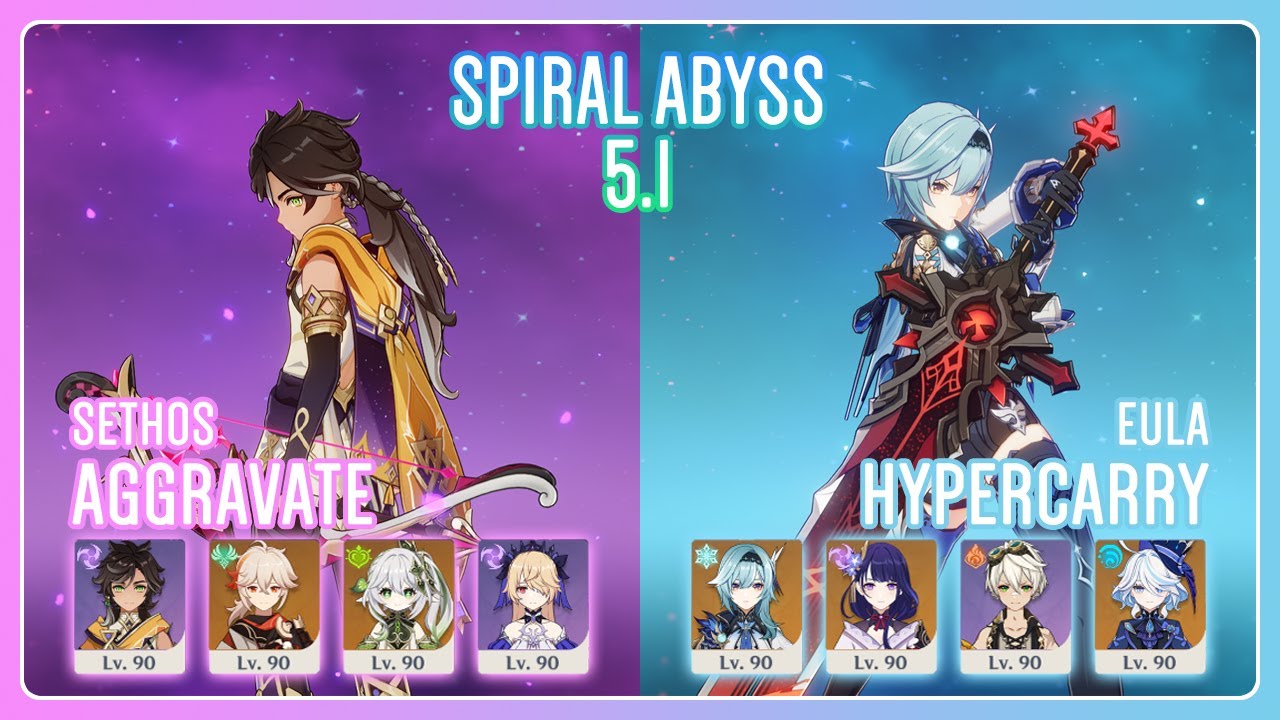 C5 Sethos Aggravate & C0 Eula Hypercarry | Spiral Abyss 5.1 | Genshin Impact
