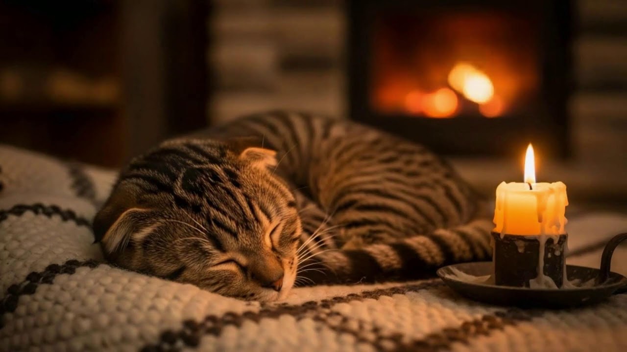 Peaceful Cat Sleep Music 432Hz 🐈 Fireplace Ambience For Nervous Cats Seeking Calm, Safety, And Rest