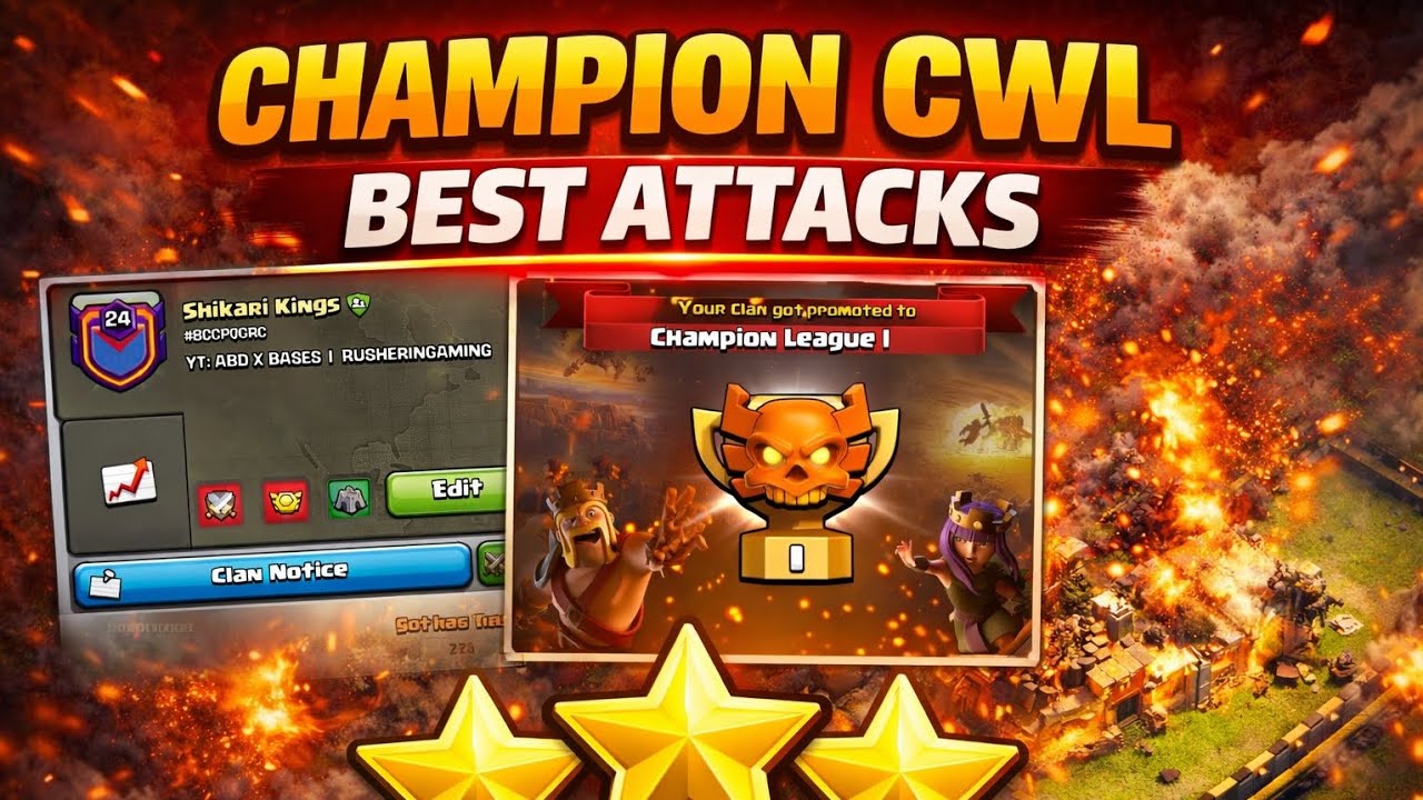 Champion League CWL Best Attacks  Promoted Clan War League | Easy 3 Star Strategies | Clash of Clans