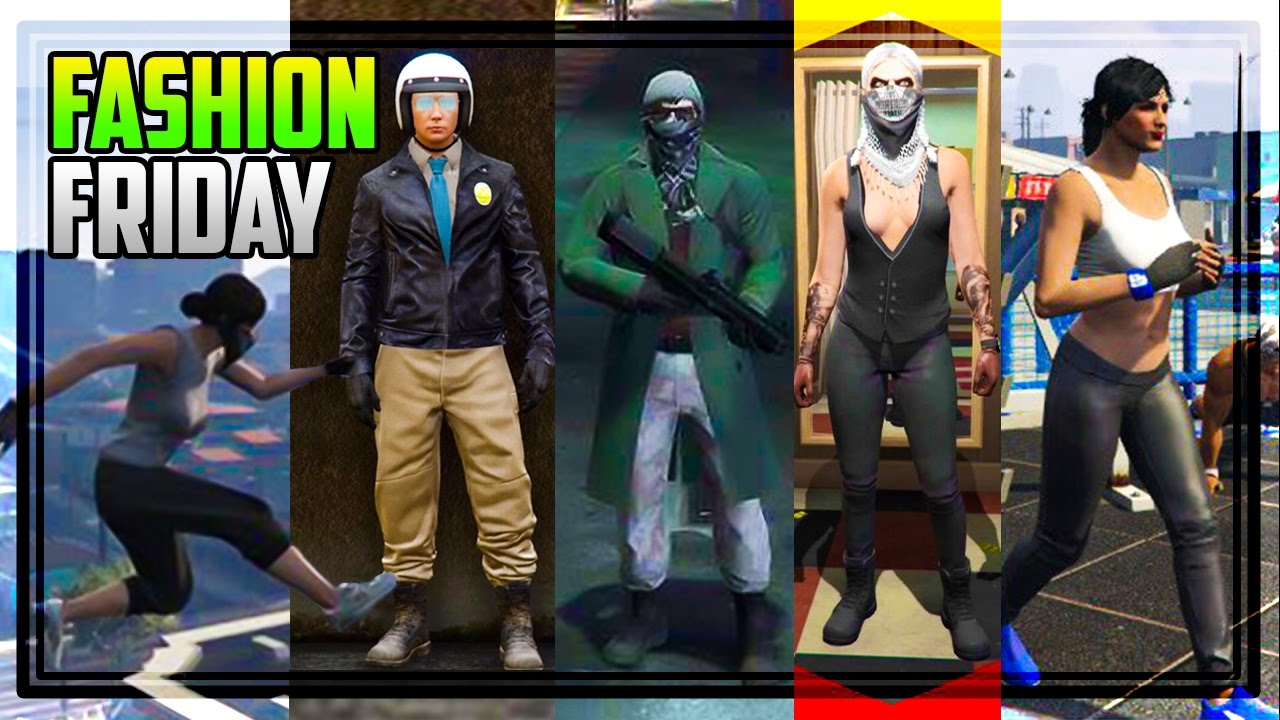 GTA 5 Online - FASHION FRIDAY! 20+ Outfits! (Biker Patrol, Free Runner, Toxic Trasher & More)