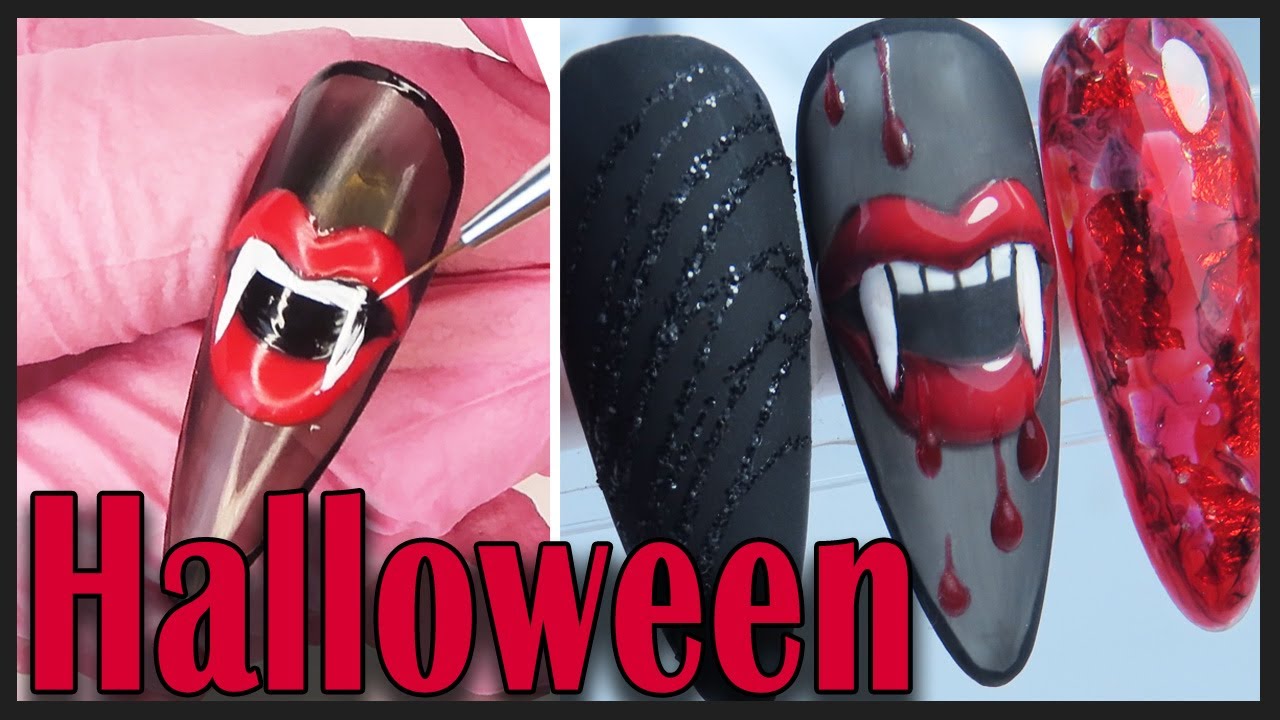 Uñas para HALLOWEEN nails  🎃/ Vampiresa 🧛‍♀️/ 👄 Uñas con LABIOS ROJOS