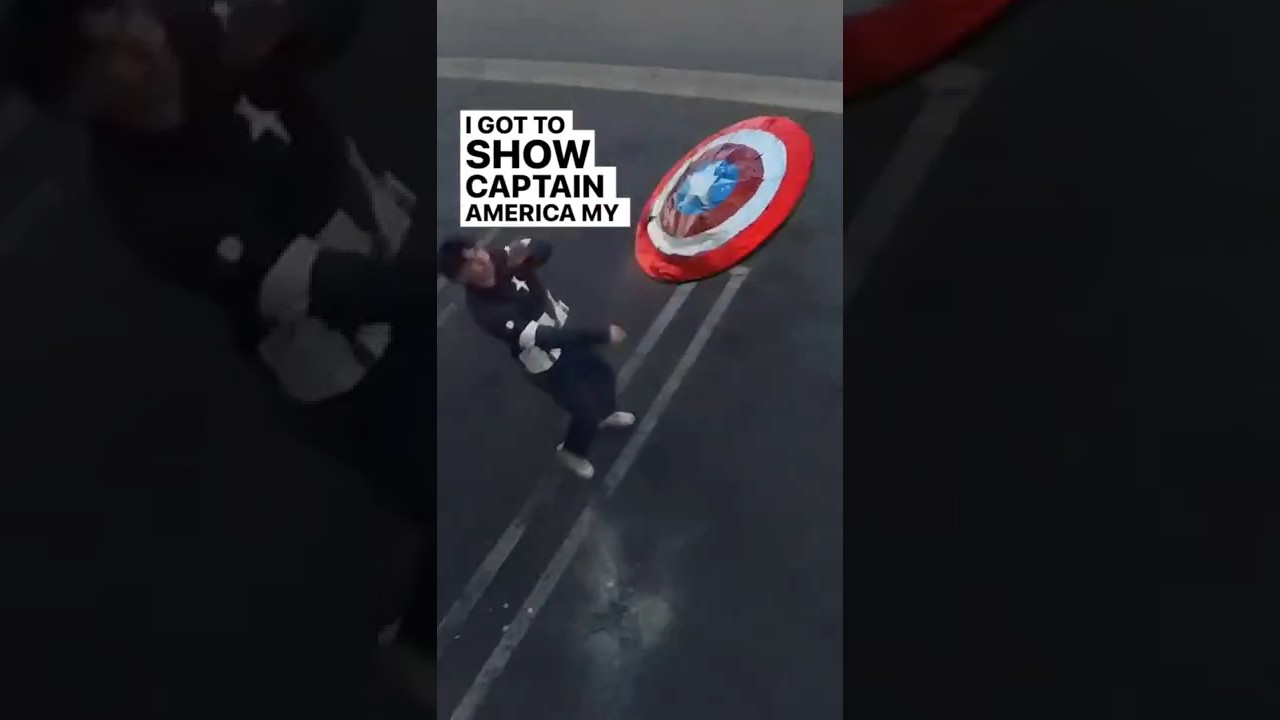 Showing Captain America My Real Cap Shield!