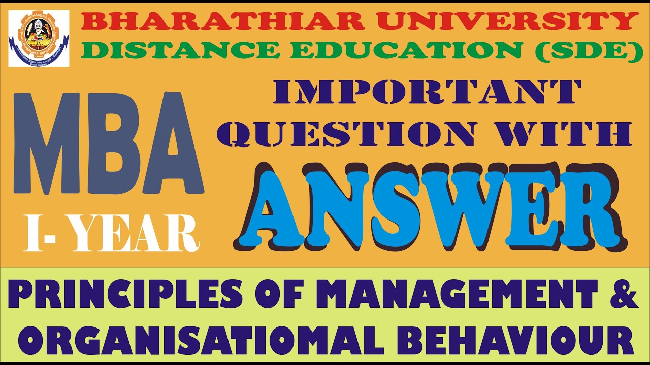 QUESTION PAPER WITH ANSWER FOR BHARATHIAR UNIVERSITY SDE MBA I YEAR ,