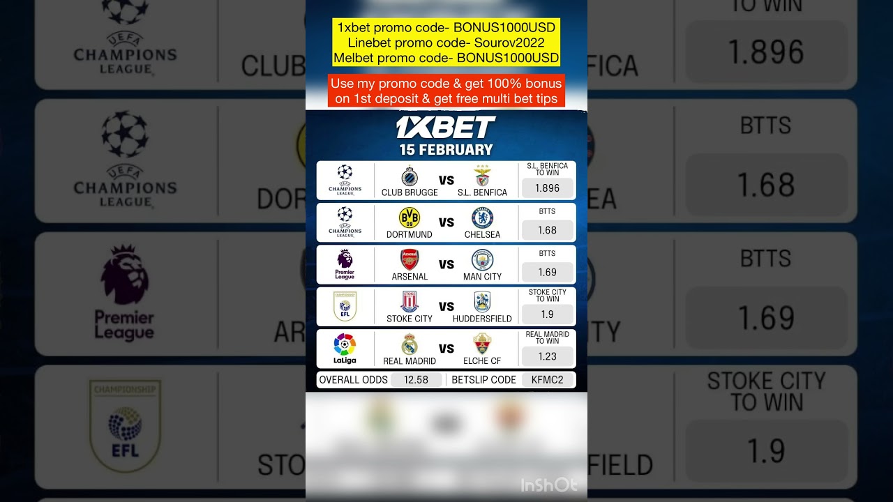 Today&rsquo;s 1xbet , Linebet & Melbet Free Multi Bet tips- Ucl, Epl, Laliga 2023 Match Preview #shorts