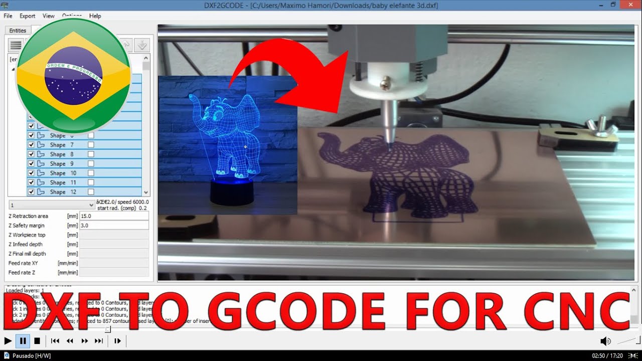 TUTORIAL DXF TO G-CODE FOR CNC - Usando o programa DXF2GCODE