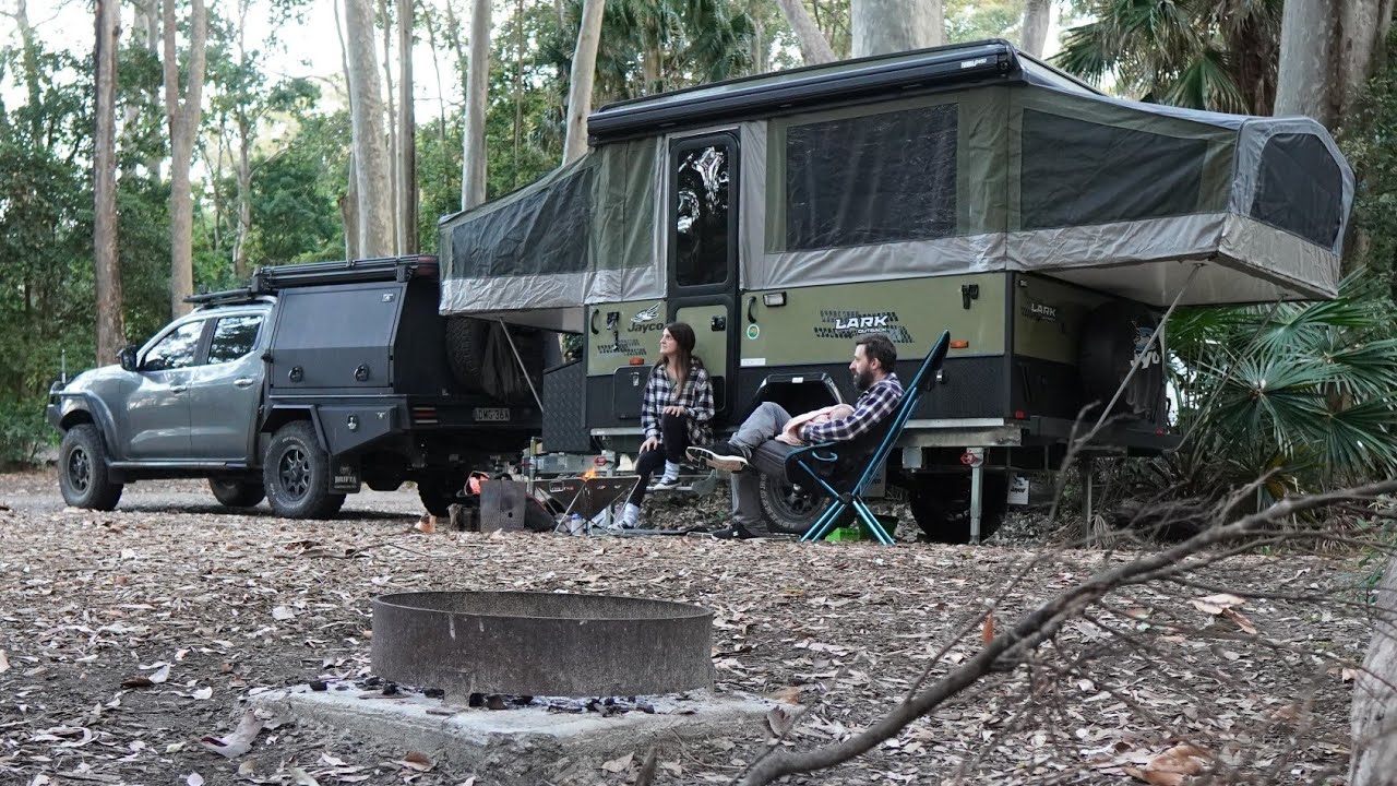 Beachside Camper trailer camping with our family - Depot Beach - Jayco Lark Outback 2024