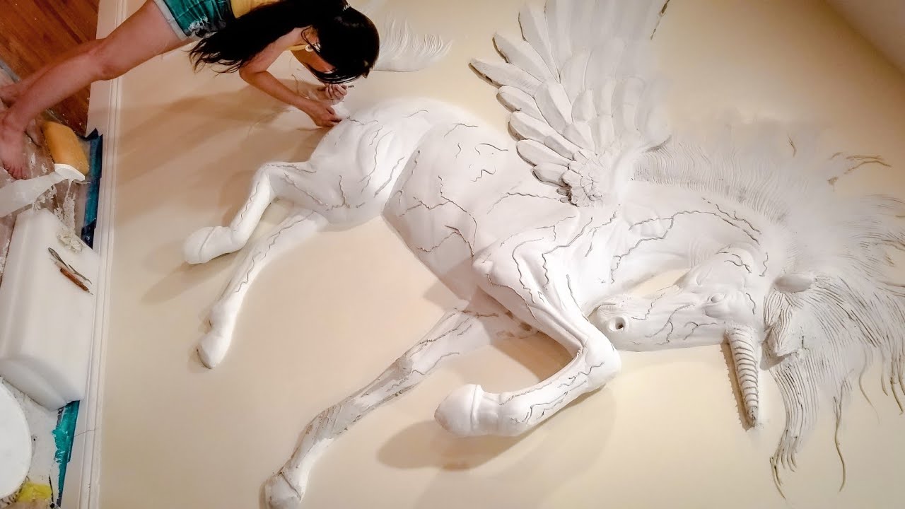 #VieryArt 🦄 INCREIBLE..!!! Drywall art sculpture bas-relief UNICORN  wall decor