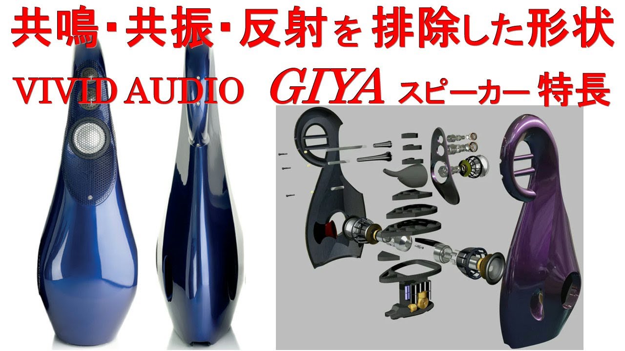 VIVID AUDIO スピーカー「GIYA」特長、共鳴・共振と反射を徹底的に排除した形状、B&Wオリジナル・ノーチラスから進化した、同じ設計者が開発したGIYAシリーズは、ひとつの到達点です