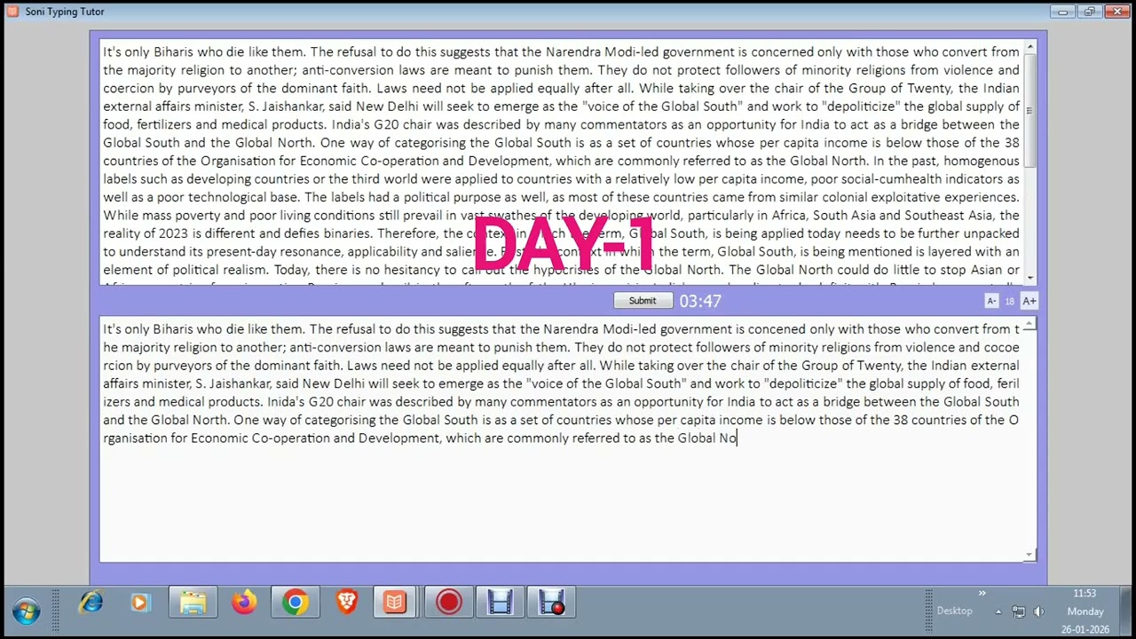 SSC CGL TYPING PRACTICE| Day-1|| SSC 2026| TCS PATTERN - LIVE TEST