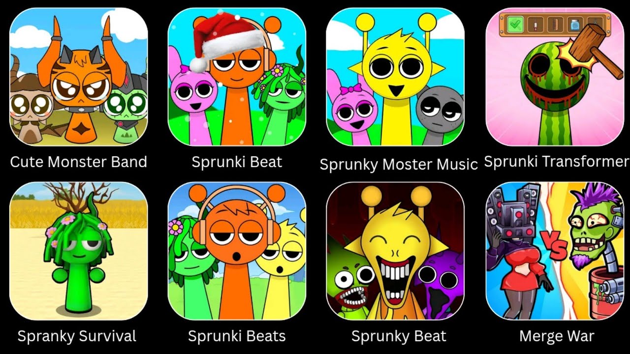 Sprunky Monster Music, Sprunki Beats, Spranky Survival, Cute Monster Band, Sprunky Beat, Merge War