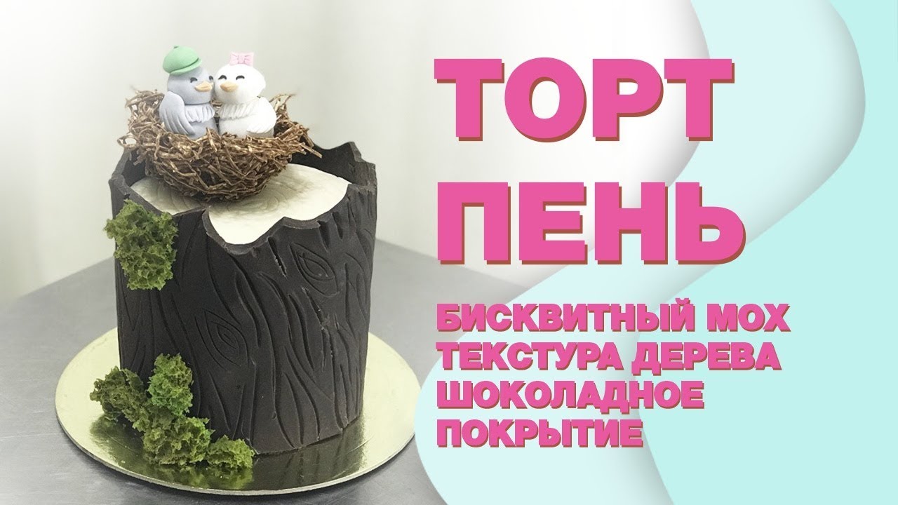Торт - ПЕНЬ ☆ Бисквитный МОХ☆  Кора из Шоколада   ☆ Молекулярный бисквит