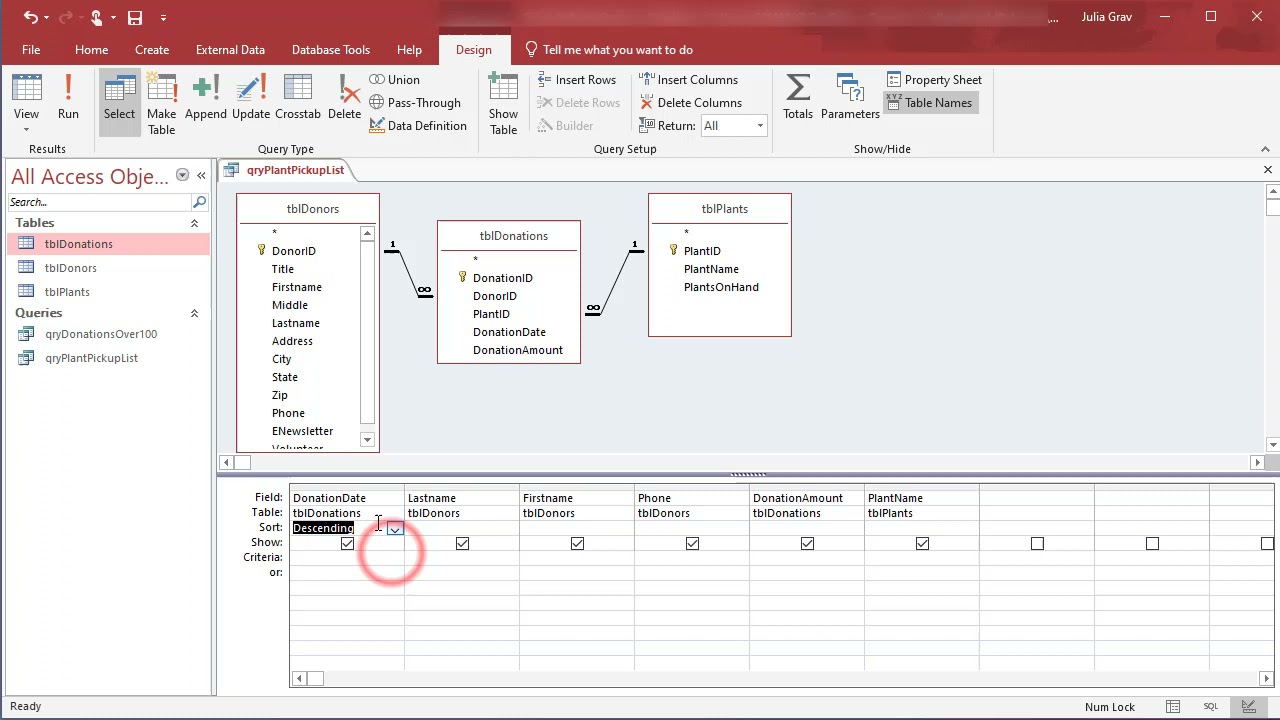 Access - Create a Query in Design View