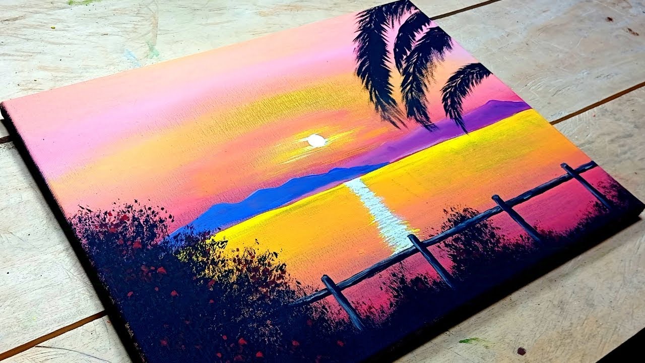 C&oacute;mo Pintar un ATARDECER con Acr&iacute;lico PASO a PASO | Tutorial de Pintura Acr&iacute;lica para PRINCIPIANTES