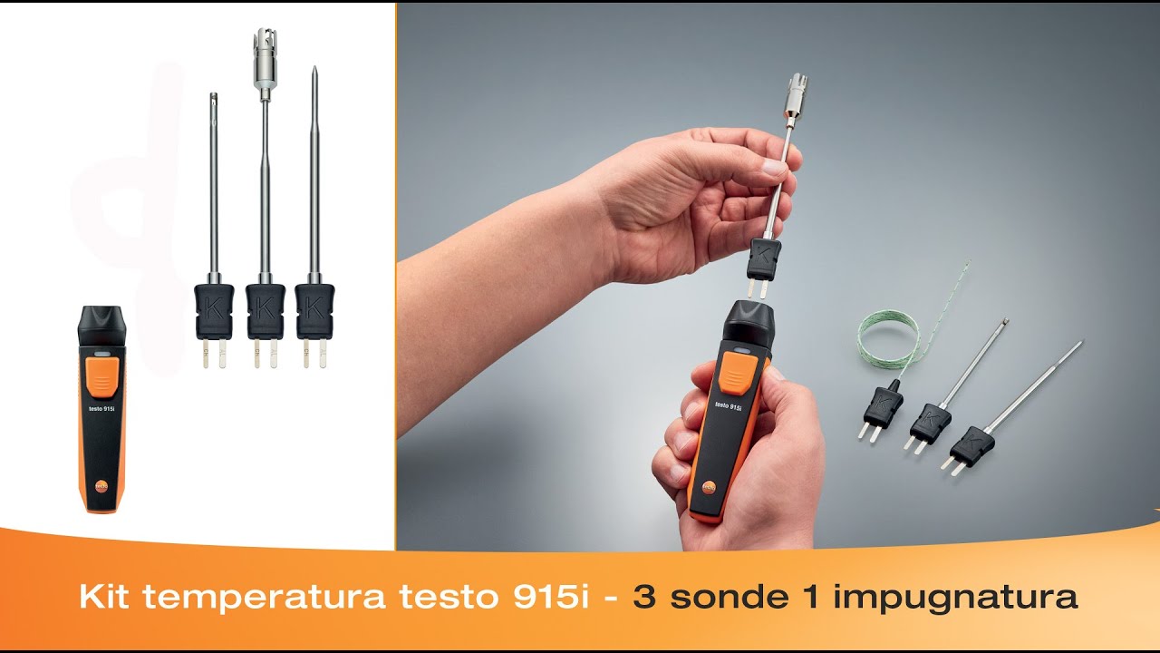 Termometro con sonde intercambiabili testo 915i - 1 impugnatura, 3 sonde