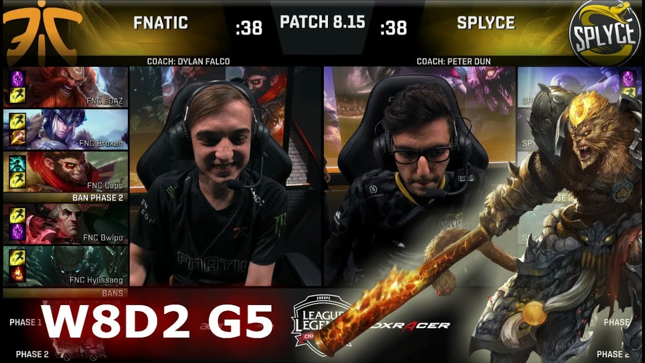 Fnatic vs Splyce | Week 8 Day 2 S8 EU LCS Summer 2018 | FNC vs SPY W8D2