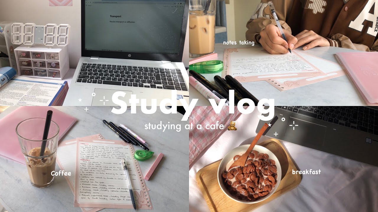 Study vlog˚𐙚🥨 | studying at cafe📓, notes taking, lots of coffee and more…