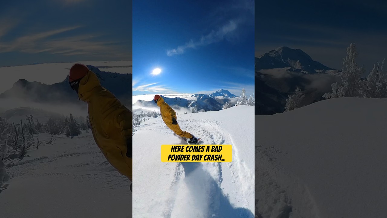 Powder Day Crash at Crystal mountain WA #shorts #powderday #crystalmountain #snowboarding
