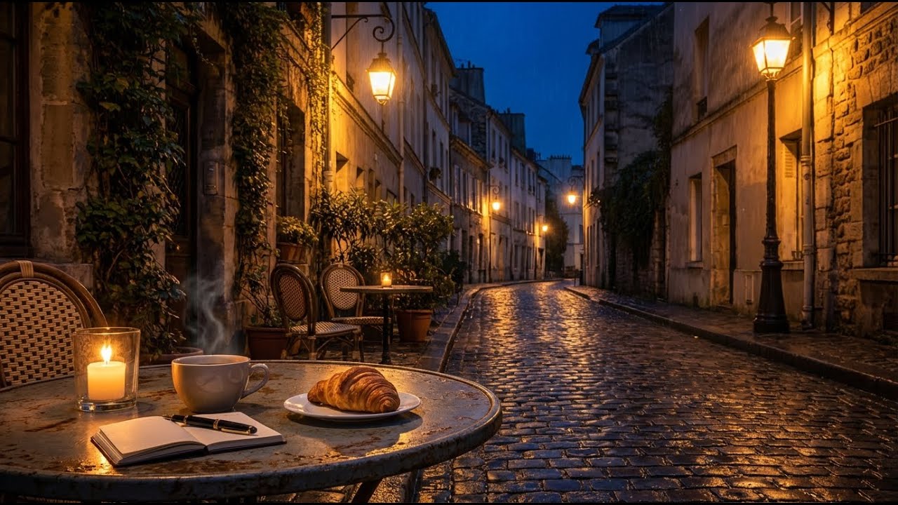 Montmartre Rainy Night – Relaxing Paris Jazz Street Ambience 🌙☕