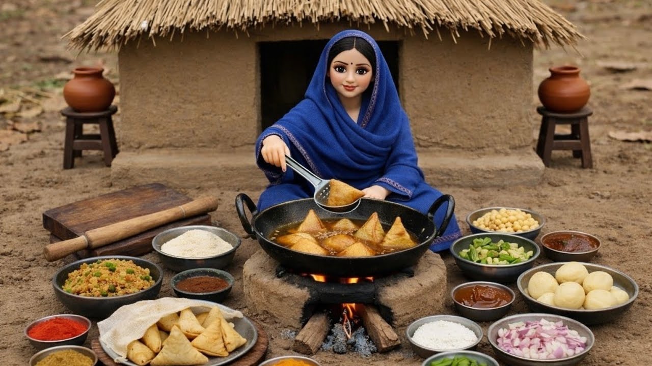 Miniature Nazin Doll Samosa Cooking ASMR | Tiny Food