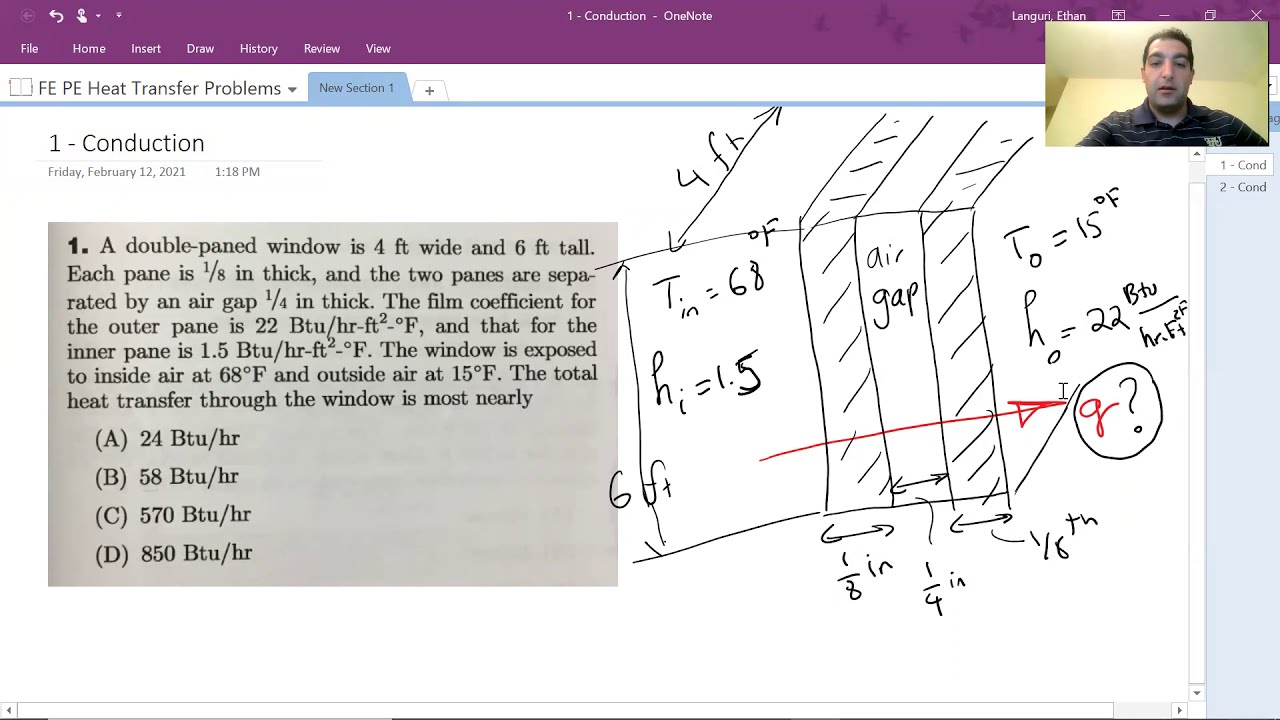PE Exam Problem 1 with Solution - Conduction Heat Transfer by Dr. Ethan Languri