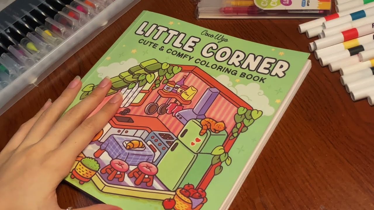 Painting The LITTLE CORNER cute & comfy coloring book, Video with pleasant MUSIC for WORK
