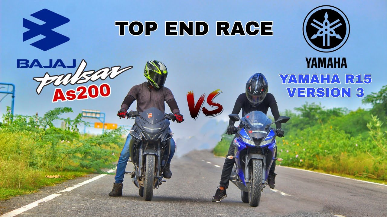 YAMAHA R15 BS4  VS BAJAJ PULSAR AS 200 BS3 || LONG RACE || HIGHWAY TOP END