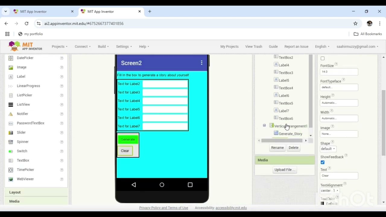 Story Generator App.  Mit App Inventor