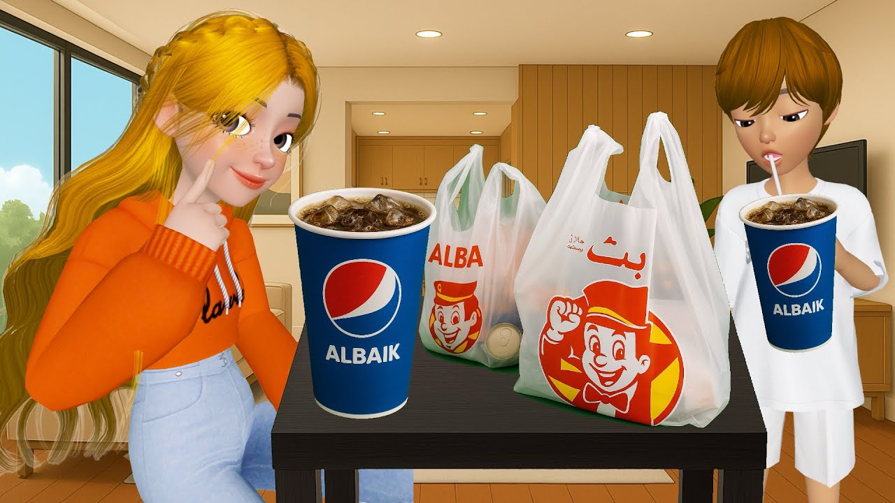 بيت الجده + طلبنا من البيك 🍔 | #مرجونه #رسوم_متحركة انيميشن