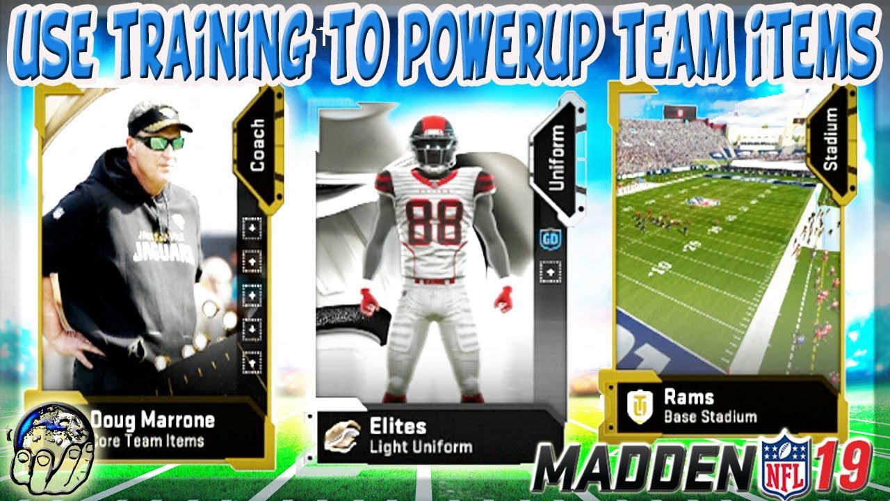 HOW TO USE TRAINING POINTS TO UPGRADE YOUR UNIFORMS STADIUMS & COACHES IN MADDEN 19 ULTIMATE TEAM!!