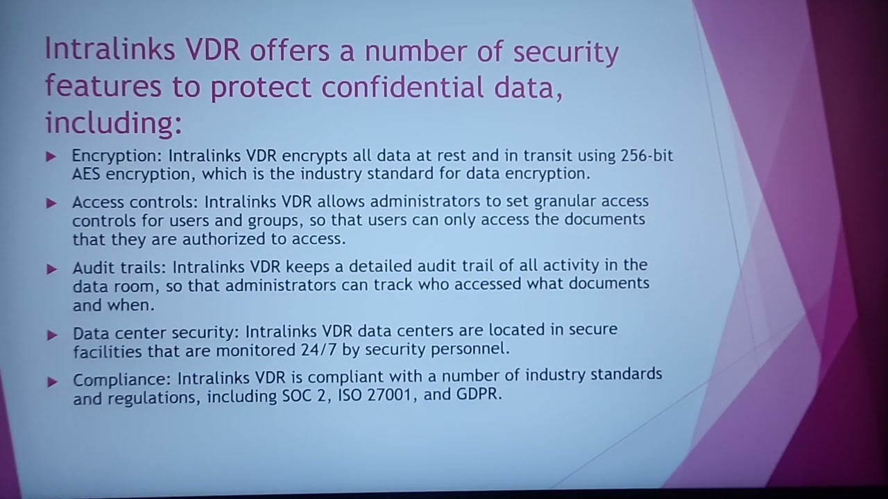 Intralinks Virtual Data Room's Security Features