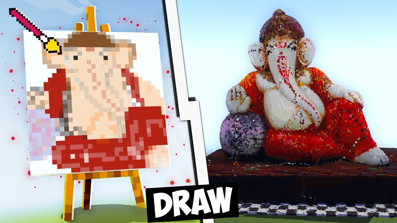 Minecraft, NOOB Vs PRO Vinayagar Drawing Build Competition in Minecraft || Vinayagar Chaturthi