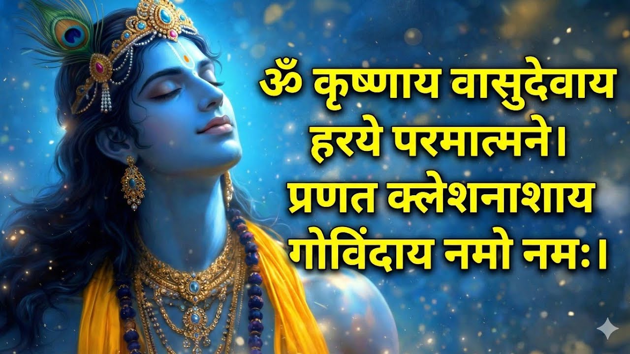 ॐ कृष्णाय वासुदेवाय हरये परमात्मने,प्रणत: क्लेशनाशाय गोविंदाय नमो नम:॥ Powerful Krishna Mantra