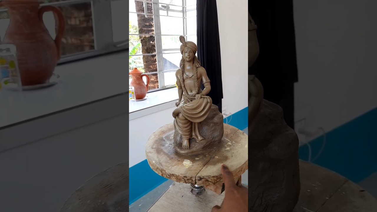 Lord krishna murti making with clay